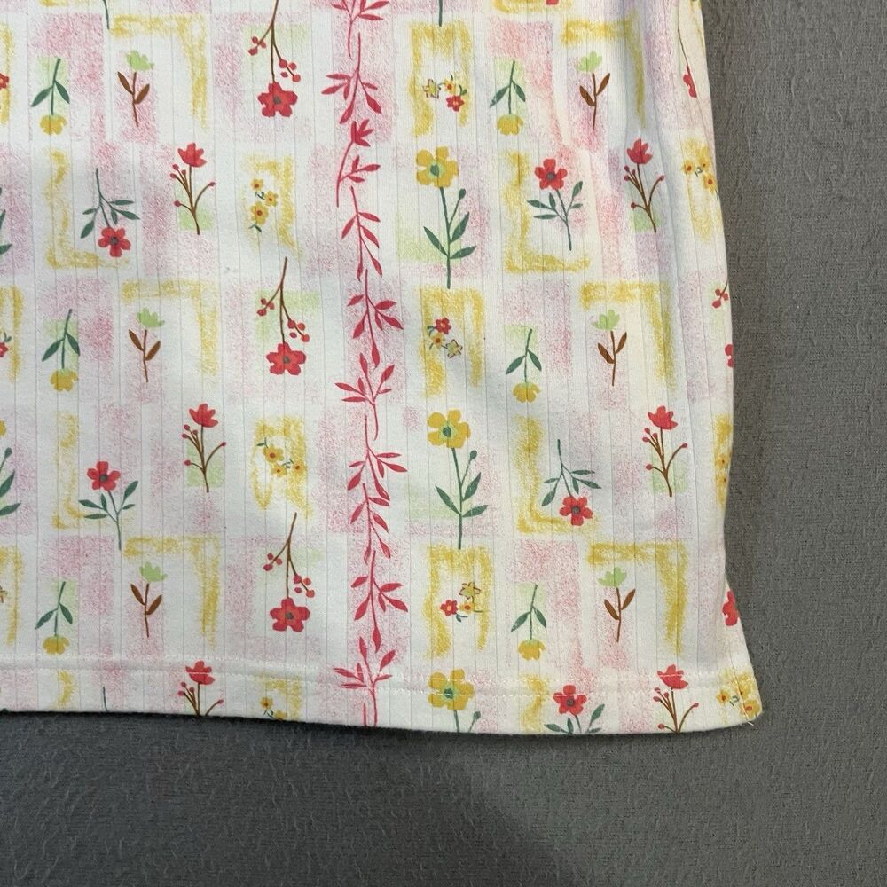 Rebecca Malone Floral Patchwork Pastel Pink Yellow Cottage Top Womens Size L - Picture 3 of 10